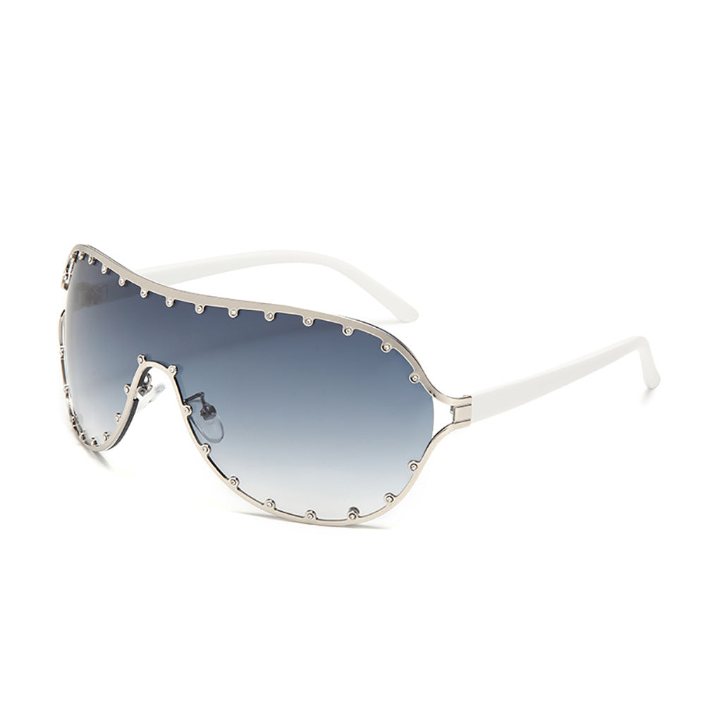 Wholesale Conjoined Y2k Large Frame Rivet PC Sunglasses
